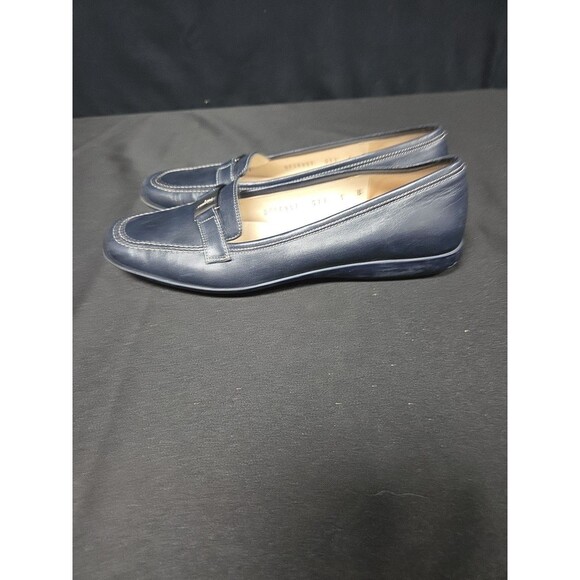 Ferragamo Women’s Navy Blue Leather Loafers Flats Size 5 B US - Picture 5 of 6